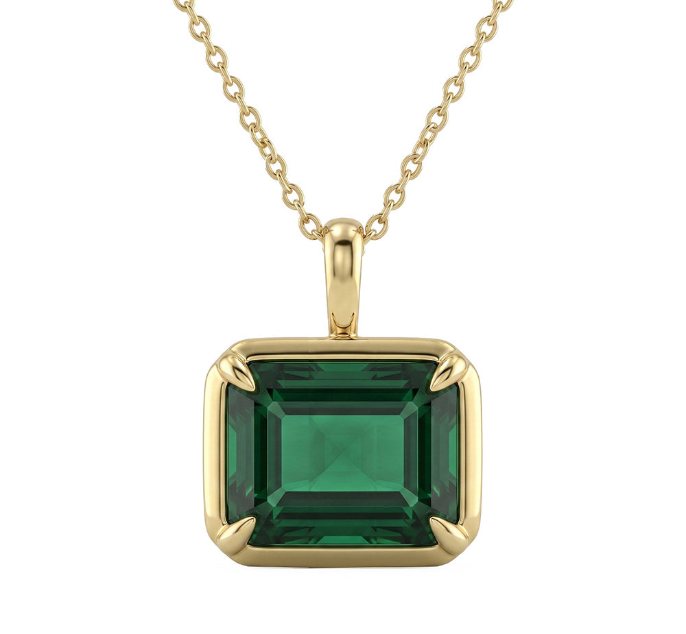 <span style="color:purple">SPECIAL!</span> 4.07ct G SI 14kt Yellow Gold Emerald Gemstone Pendant Necaklace 18" Long