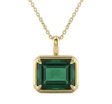<span style="color:purple">SPECIAL!</span> 4.07ct G SI 14kt Yellow Gold Emerald Gemstone Pendant Necaklace 18" Long