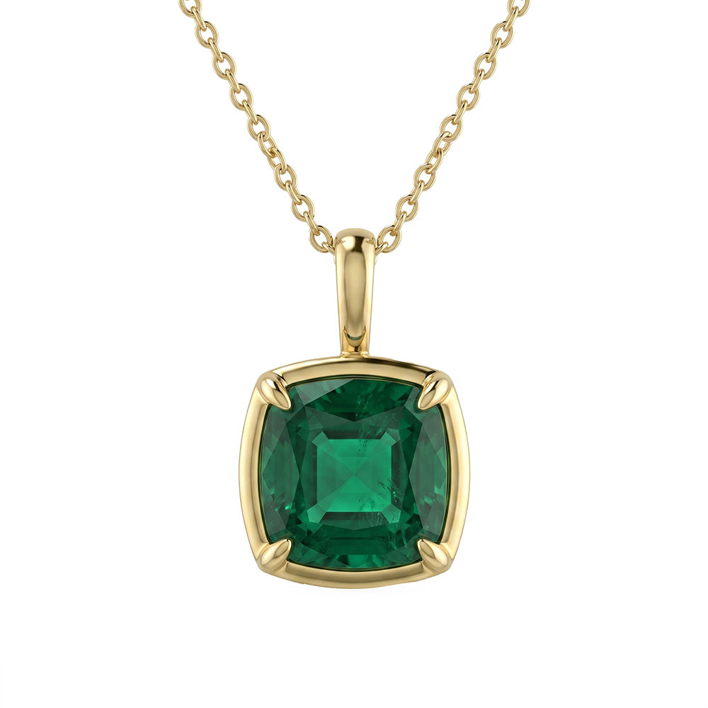<span style="color:purple">SPECIAL!</span> 4.08ct G SI 14kt Yellow Gold Emerald Gemstone Pendant Necaklace 18" Long