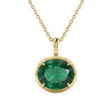 <span style="color:purple">SPECIAL!</span> 4.79ct G SI 14kt Yellow Gold Oval Emerald Gemstone Pendant Necklace 18" Long