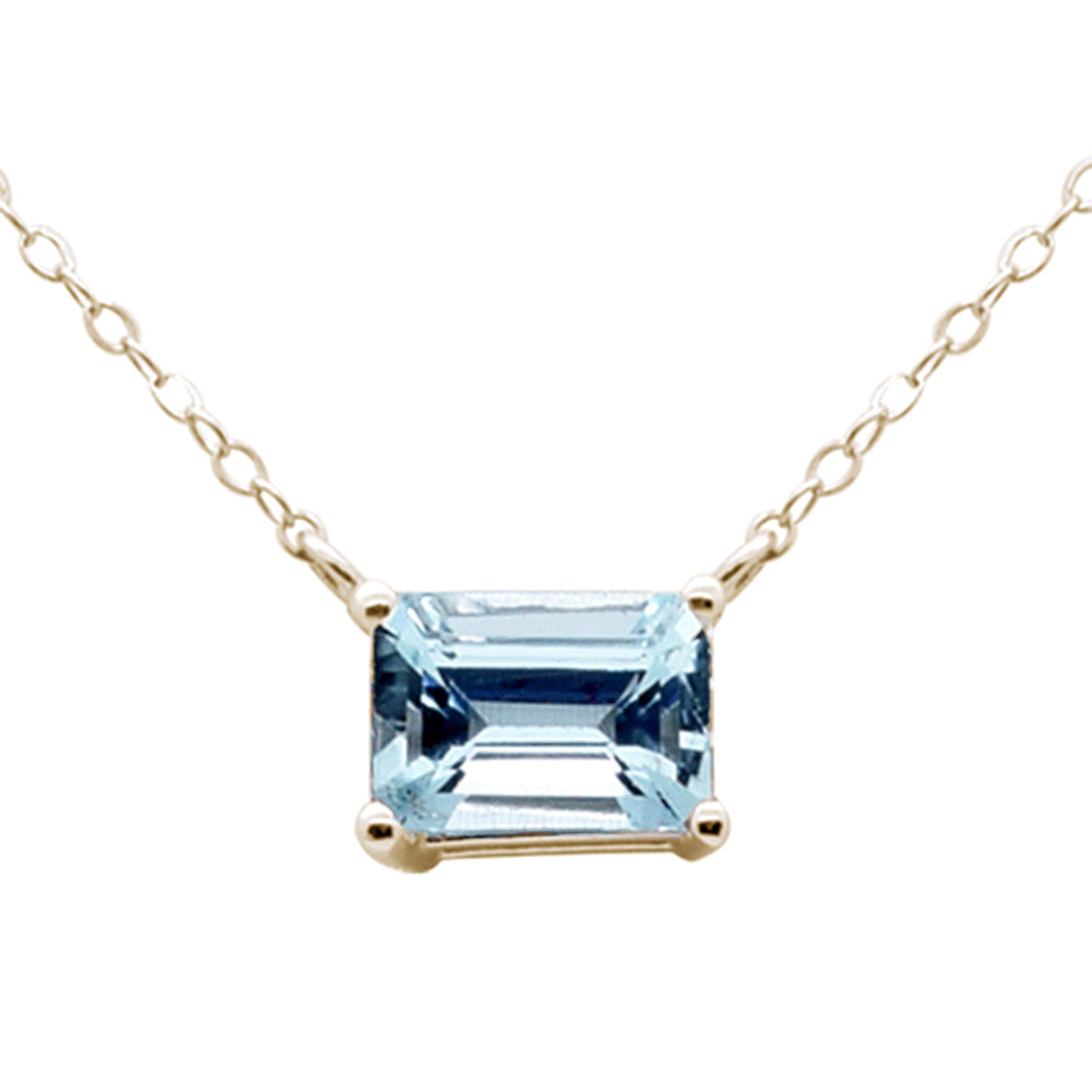 <span style="color:purple">SPECIAL!</span> .86ct G SI 14K Yellow Gold Aquamarine Gemstone Solitaire Pendant Necklace 18" Long