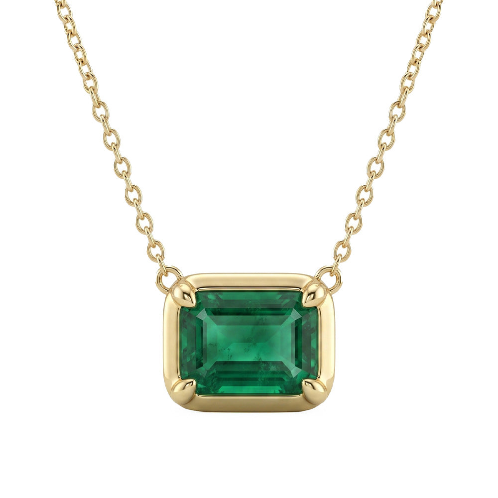 <span style="color:purple">SPECIAL!</span> 1.26ct G SI 14kt Yellow Gold Emerald Gemstone Pendant Necaklace 18" Long