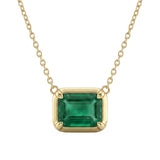 <span style="color:purple">SPECIAL!</span> 1.26ct G SI 14kt Yellow Gold Emerald Gemstone Pendant Necaklace 18" Long