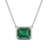 <span style="color:purple">SPECIAL!</span> 1.26ct G SI 14kt White Gold Emerald Gemstone Pendant Necaklace 18" Long