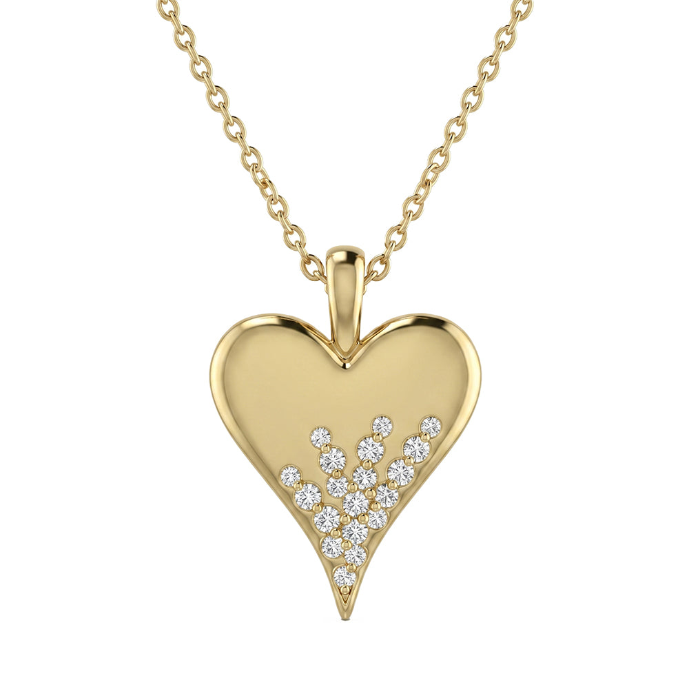 <span style="color:purple">SPECIAL!</span> .16ct G SI 14kt Yellow Gold Diamond Heart Shape Pendant Necklace