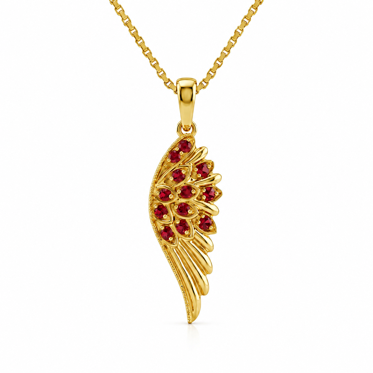 <span style="color:purple">SPECIAL!</span> .13ct G SI 14kt Yellow Gold Ruby Angel Gemstone Pendant Necklace 18" Long
