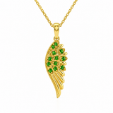 .11ct G SI 14kt Yellow Gold Emerald Angel Gemstone Pendant Necklace 18" Long