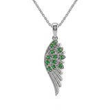 <span style="color:purple">SPECIAL!</span> .11ct G SI 14kt White Gold Emerald Angel Gemstone Pendant Necklace 18" Long