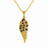 <span style="color:purple">SPECIAL!</span> .11ct G SI 14kt White Gold Blue Sapphire Angel Wing Gemstone Pendant Necklace 18" Long