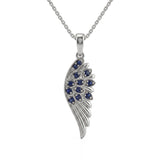 <span style="color:purple">SPECIAL!</span> .11ct G SI 14kt Yellow Gold Blue Sapphire Angel Wing Gemstone Pendant Necklace 18" Long