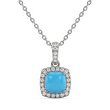 .47ct G SI 14K White Gold Turquoise Gemstone Pendant 18" Chain