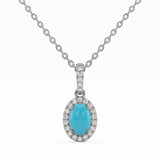 .57ct G SI 14K White Gold Turquoise Gemstone Pendant 18" Chain