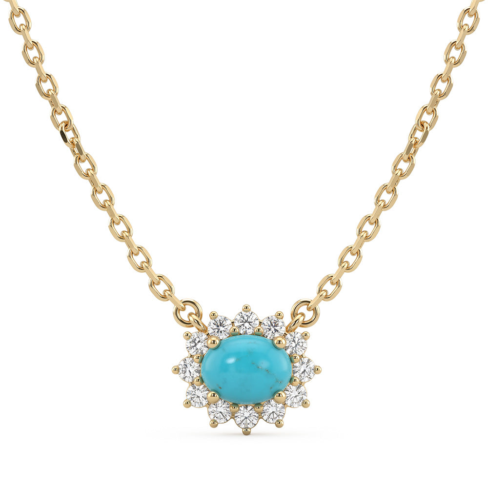 <span style="color:purple">SPECIAL!</span> .24ct G SI 14K Yellow Gold Turquoise Gemstone Pendant 16+2 Ext. Chain