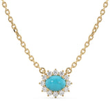 <span style="color:purple">SPECIAL!</span> .24ct G SI 14K Yellow Gold Turquoise Gemstone Pendant 16+2 Ext. Chain