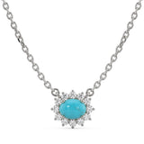 <span style="color:purple">SPECIAL!</span> .24ct G SI 14K White Gold Turquoise Gemstone Pendant 16+2 Ext. Chain