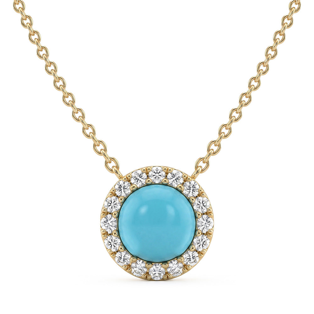 <span style="color:purple">SPECIAL!</span> .68ct G SI 14K Yellow Gold Turquoise Gemstone Pendant 16+2 Ext. Chain