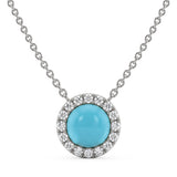 <span style="color:purple">SPECIAL!</span> .68ct G SI 14K White Gold Turquoise Gemstone Pendant 16+2 Ext. Chain