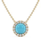 .52ct G SI 14K Yellow Gold Turquoise Gemstone Pendant 18" Chain