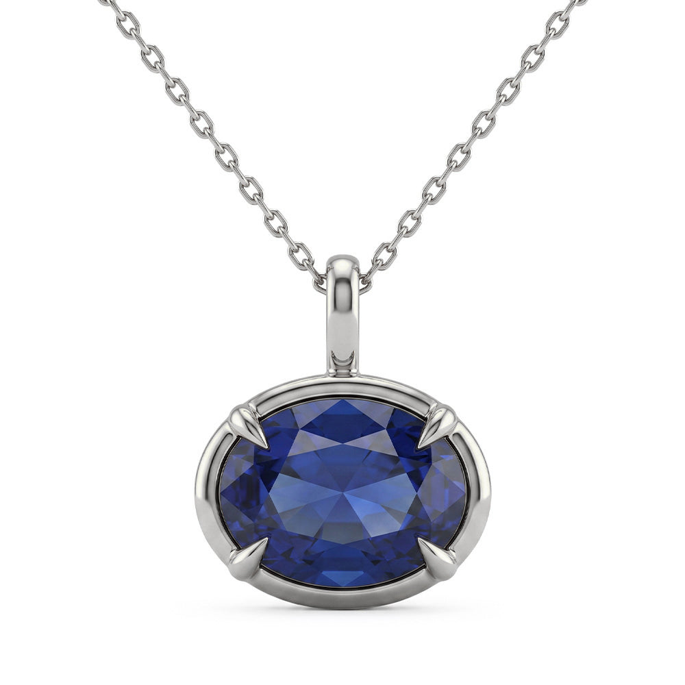 <span style="color:purple">SPECIAL!</span> 4.91ct G SI 14K White Gold Blue Sapphire Gemstone Pendant No Chain