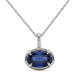 <span style="color:purple">SPECIAL!</span> 3.40ct G SI 14K White Gold Blue Sapphire Gemstone Pendant No Chain