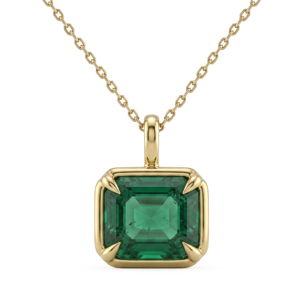 <span style="color:purple">SPECIAL!</span> 5.13ct G SI 14K Yellow Gold Emerald Gemstone Pendant .50"