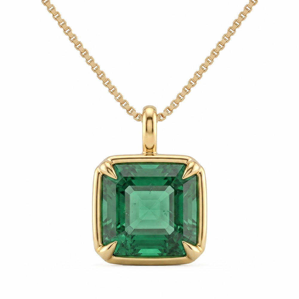 <span style="color:purple">SPECIAL!</span> 4.95ct G SI 14K Yellow Gold Emerald Gemstone Pendant .67"