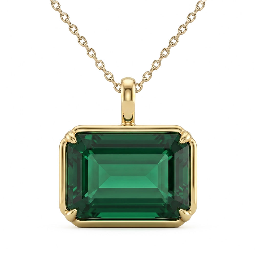 <span style="color:purple">SPECIAL!</span> 13.91ct G SI 14K Yellow Gold Emerald Gemstone Pendant .75"