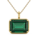 <span style="color:purple">SPECIAL!</span> 13.91ct G SI 14K Yellow Gold Emerald Gemstone Pendant .75"