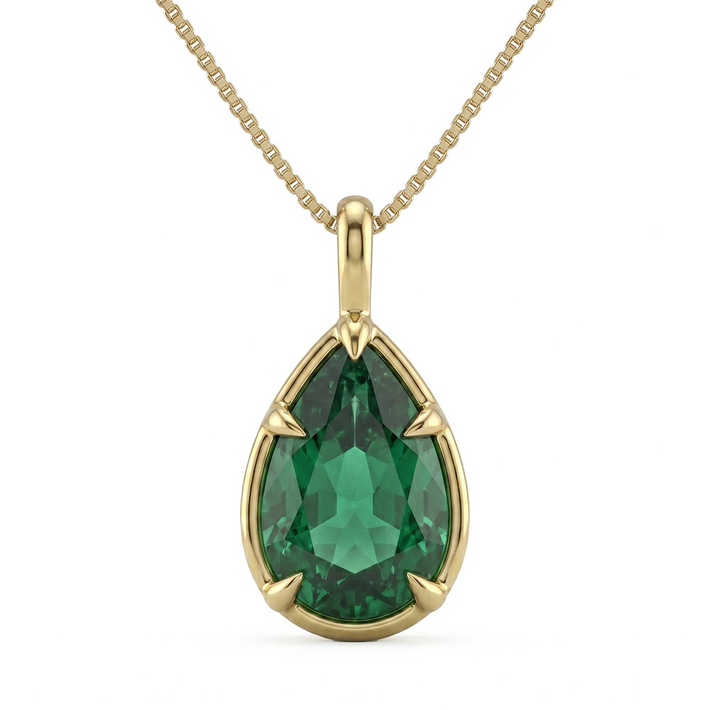 <span style="color:purple">SPECIAL!</span> 4.35ct G SI 14K Yellow Gold Emerald Gemstone Pendant .75"