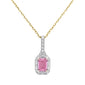 <span style="color:purple">SPECIAL!</span> .69ct G SI 14kt Yellow Gold Diamond & Pink Sapphire Drop Pendant Necklace 18" Long