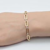 <span style="color:purple">SPECIAL!</span>.24ct G SI 14K Yellow Gold Paper Clip Style Link Diamond Bracelet 7" Long