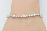 4.14ct G SI 14K White Gold Round & Emerald Cut Diamond Bracelet 7"