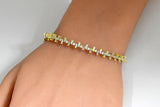 .94ct G SI 14K Yellow Gold Round & Baguette Diamond Bangle Bracelet