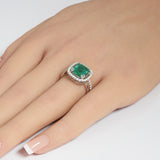 2.99ct G SI 14K White Gold Emerald Gemstone & Diamond Ring Size 6.5