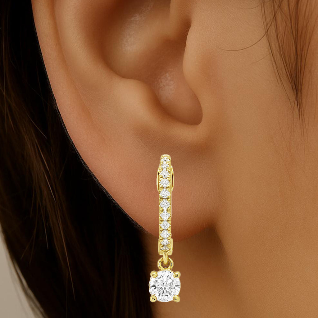 .33ctct G SI 14K Yellow Gold Diamond Hoop Huggie Earrings