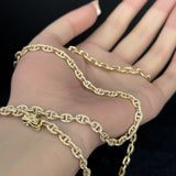 <span style="color:purple">SPECIAL!</span>3.45ct G SI 14K Yellow Gold Diamond Mariner Link Chain Necklace 22' Long