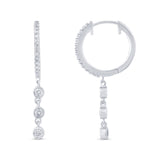 .42ct G SI 14K White Gold Diamond Hoop Dangling Post & Click Earrings