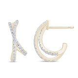 .42ct G SI 14K Yellow Gold Diamond Twisted Hoop Earrings