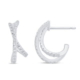 .44ct G SI 14K White Gold Diamond Twisted J Hoop Earrings