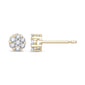 .21cts 14k Yellow Gold Round Flower Micro Pave Diamond Stud Earrings