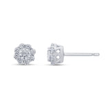 .48ct G SI 14K White Gold Diamond Flower Earrings Screw Backings