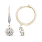 <span style="color:purple">SPECIAL!</span> .52ct G SI 14K Yellow Gold Diamond Flower Dangling Hoop Earrings