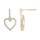 .26ct G SI 14K Yellow Gold Diamond Dangling Heart Earrings