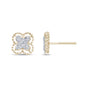 .14ct 14k Yellow Gold Flower Clover Round Diamond Earrings