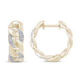 .14ct G SI 14K Yellow Gold Diamond Cuban Hoop Earrings