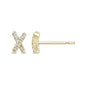 .07ct G SI 10KT Yellow Gold Diamond Criss Cross Stud Earring