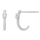 .10ct G SI 10K White Gold Diamond J-Hoop Earrings