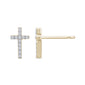 .12ct G SI 10K Yellow Gold Diamond Diamond Cross Earrings