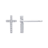 <span>DIAMOND CLOSEOUT! </span>.11ct G SI 10K White Gold Diamond Diamond Cross Earrings