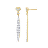 .91ct G SI 14K Yellow Gold Round & Baguette Diamond Drop Earrings